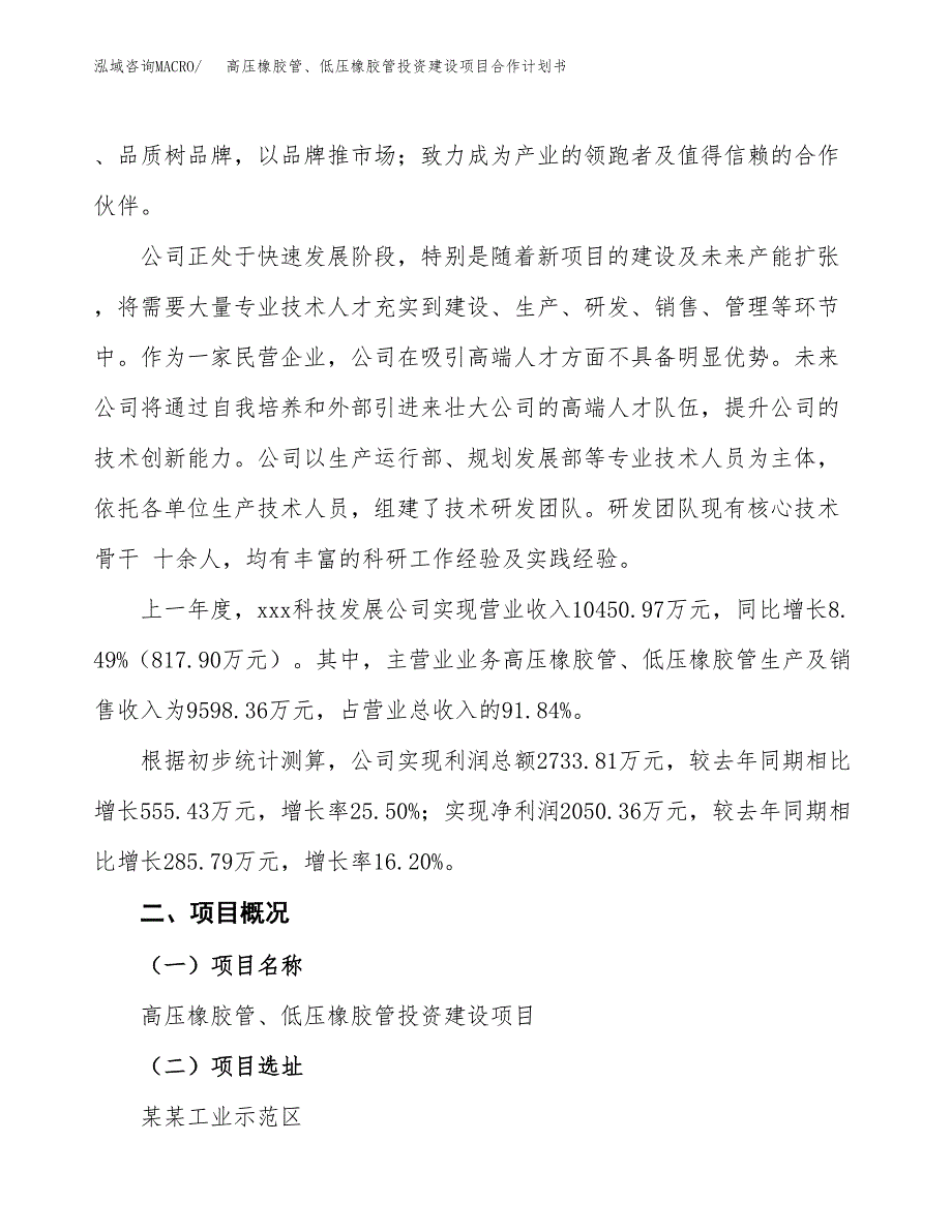 高压橡胶管、低压橡胶管投资建设项目合作计划书（样本）_第2页