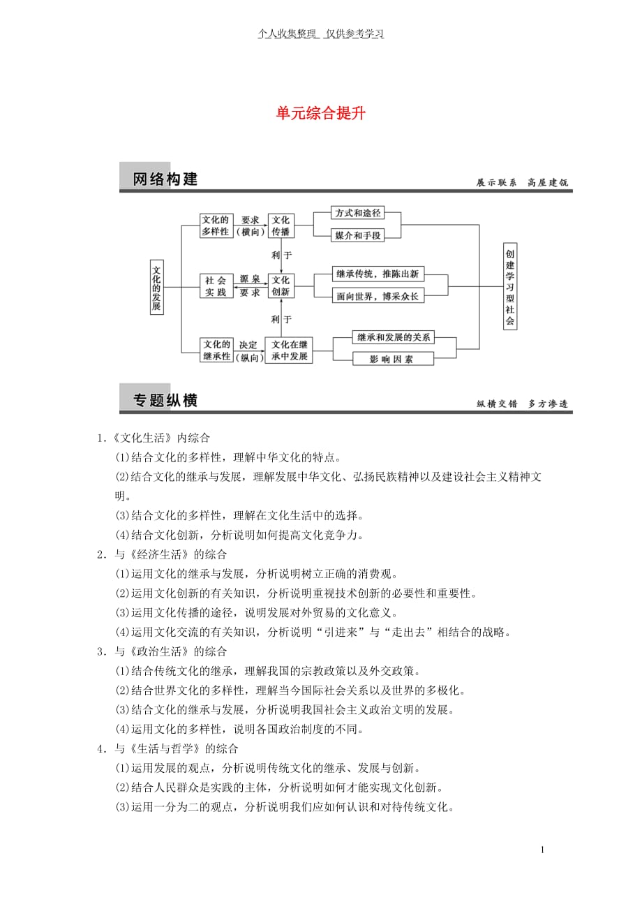 2014届高考政治一轮复习单元综合提升(2)新人教版必修3_第1页