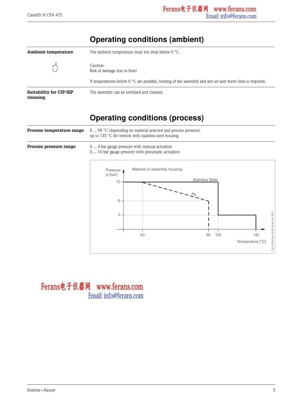 德国E+H分析仪表：PH ORP支架 Cleanfit P CPA475_第5页