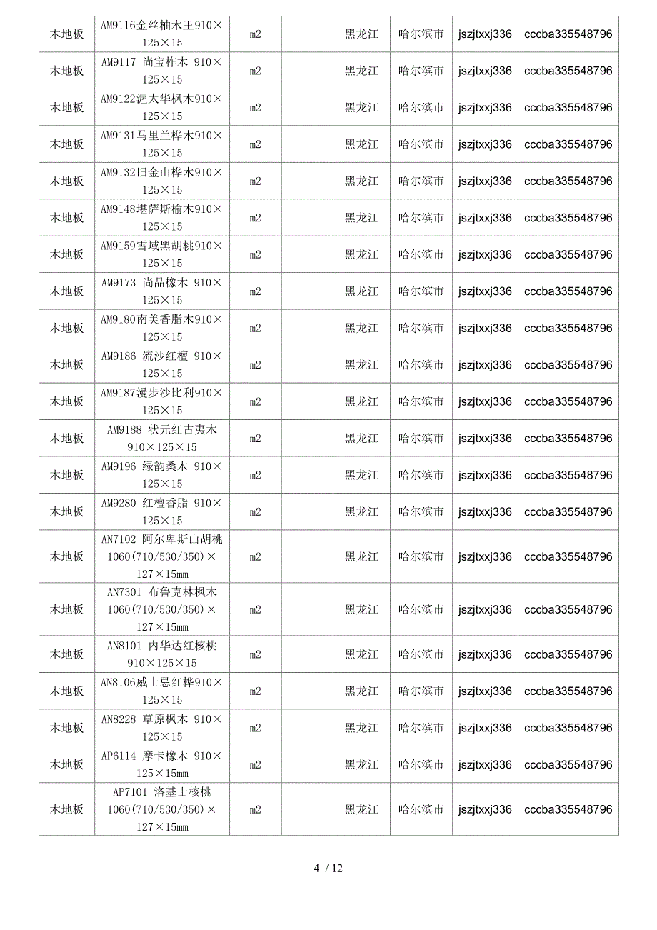 木地板价格全国木地板规格型号价格大全_第4页