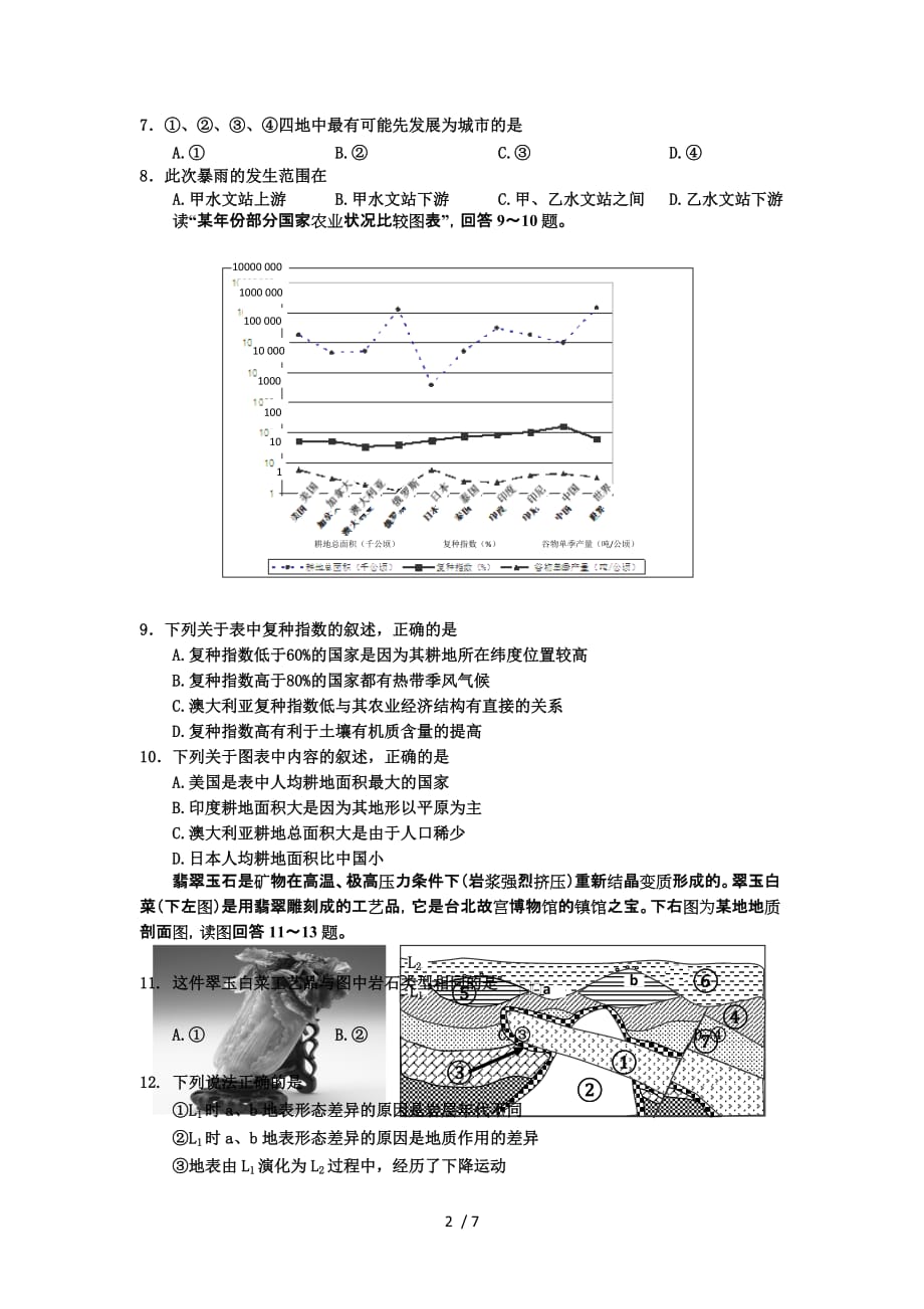 河北省邯郸市高上学期质检考试地理试题_第2页