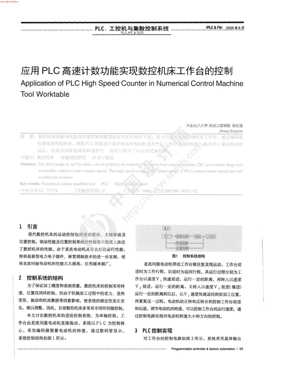 应用三菱PLC高速计数功能实现数控机床工作台的控制_第1页