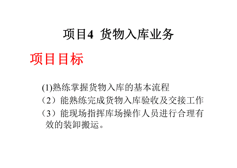 仓储业务管理教学课件作者郑克俊主编项目4货物入库业务课件_第1页