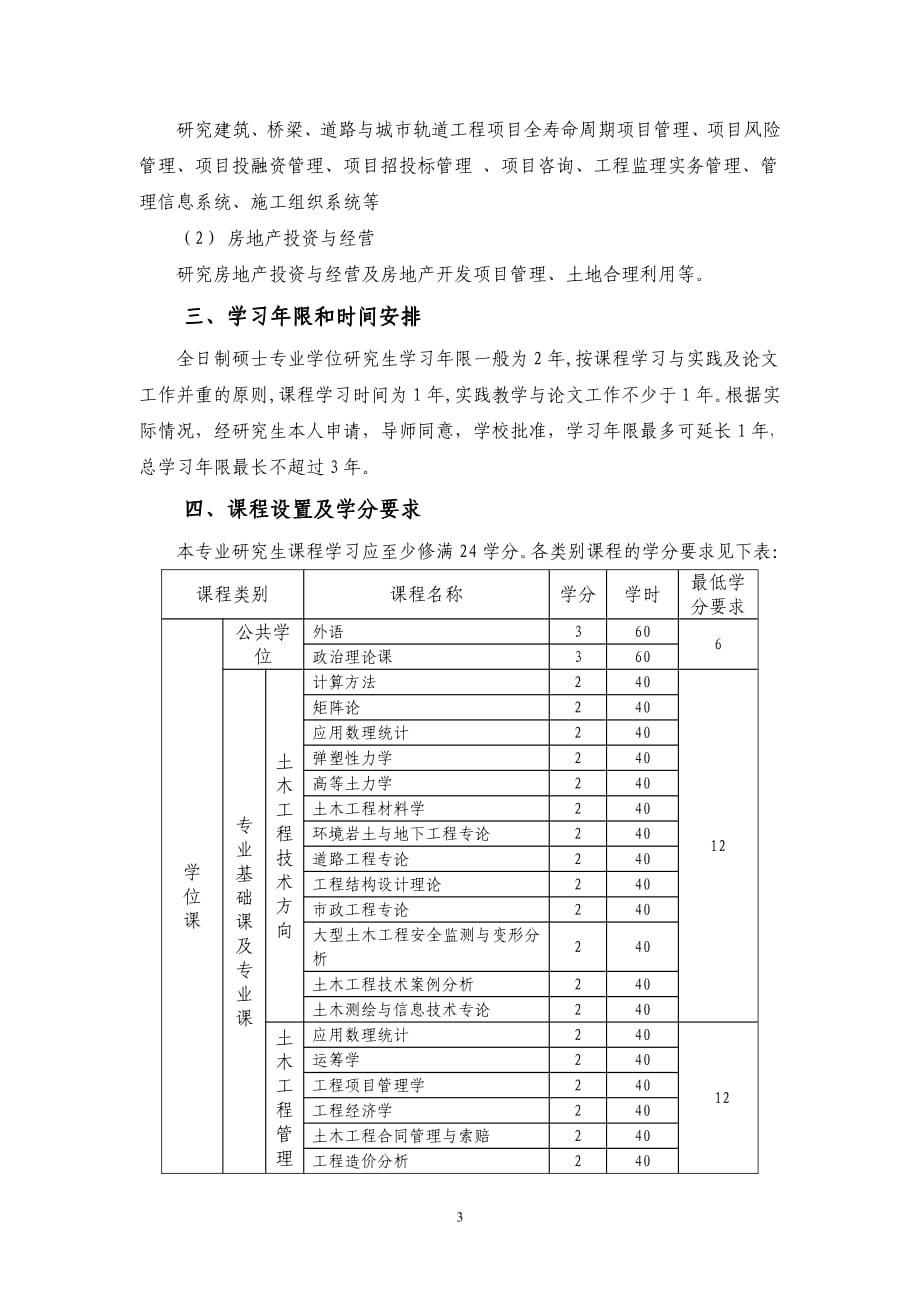 建筑与土木工程专业学位硕士研究生培养方案_第3页