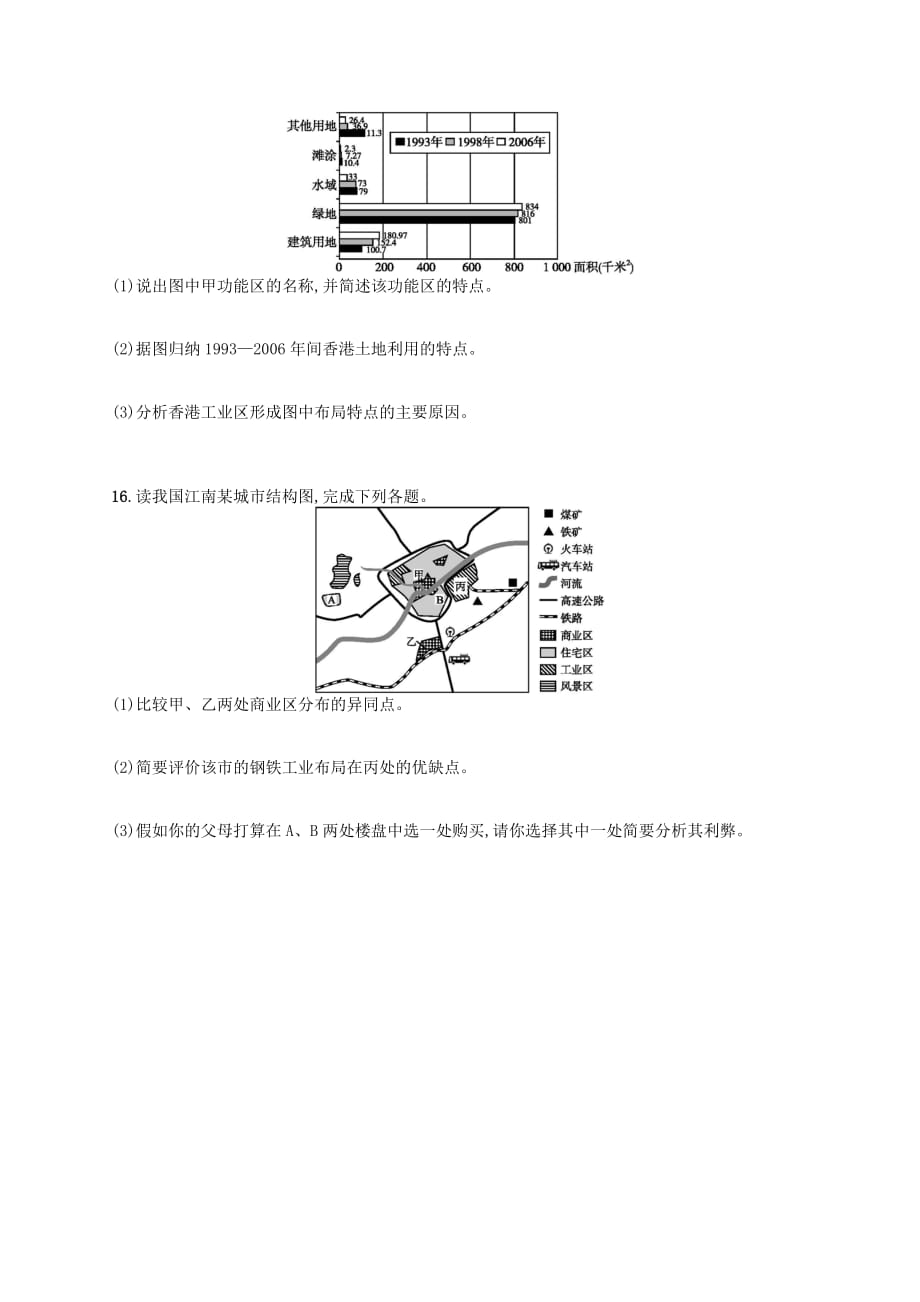 2020版高考地理大一轮复习第七章 城市的空间结构与城市化 课时规范练21 城市的空间结构 中图版_第4页