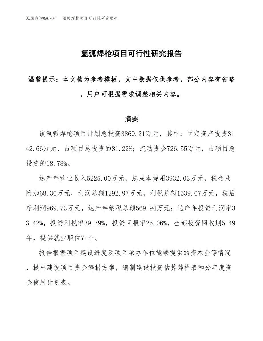 氩弧焊枪项目可行性研究报告范本大纲.docx_第1页