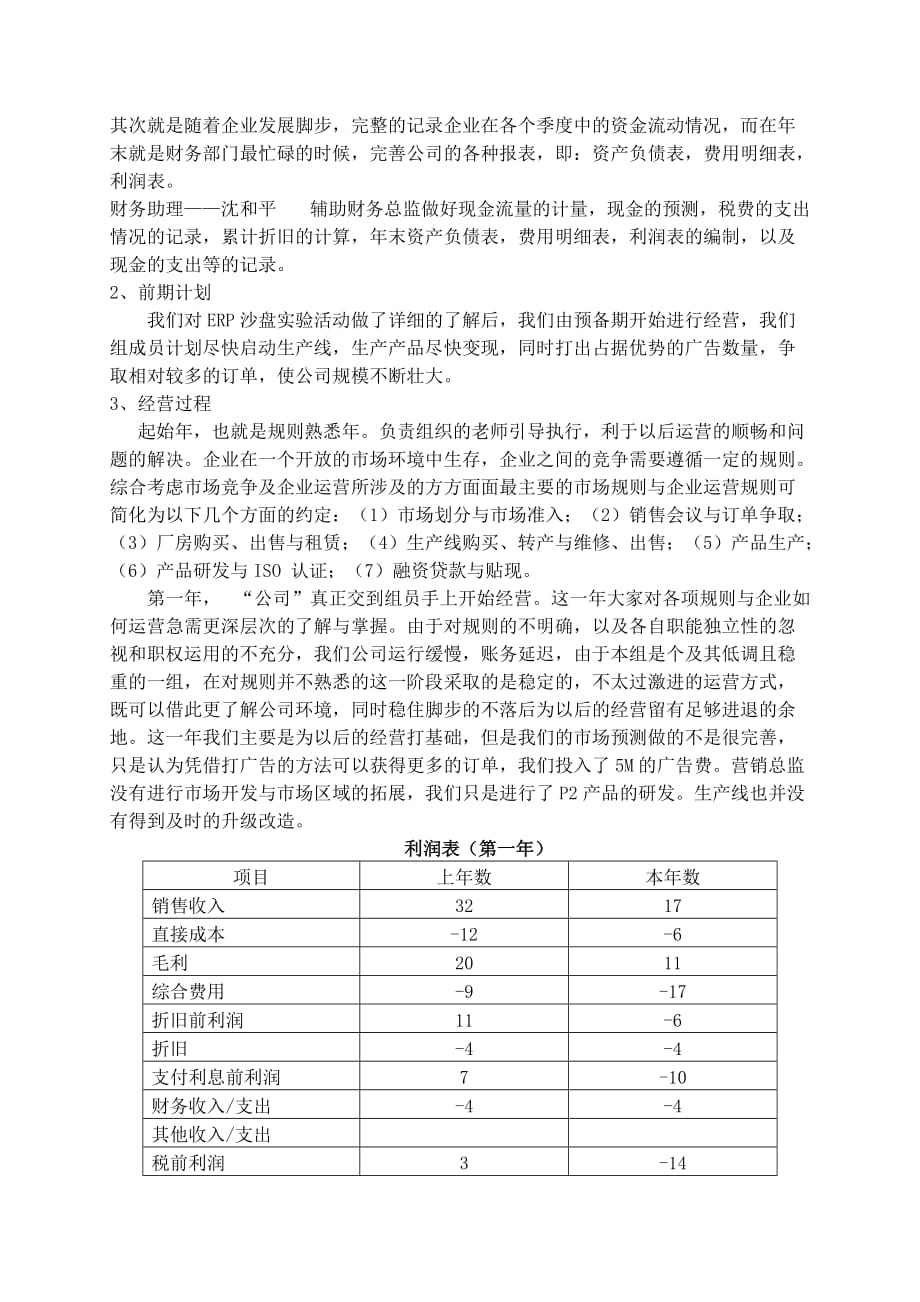 ERP沙盘模拟实验报告2_第4页