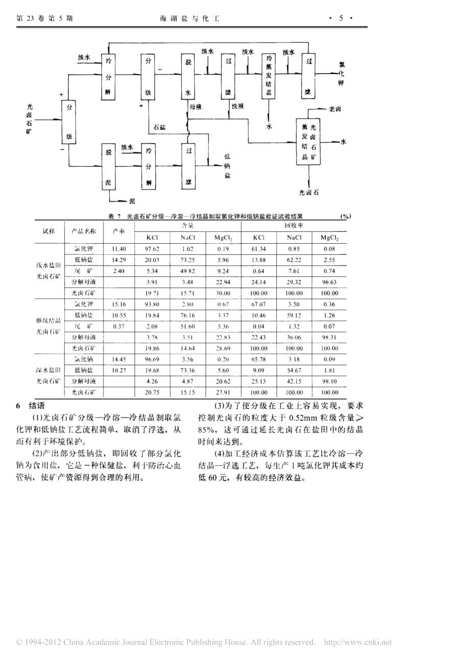 光卤石矿中氯化钾和氯化钠分离工艺的试验研究_第5页