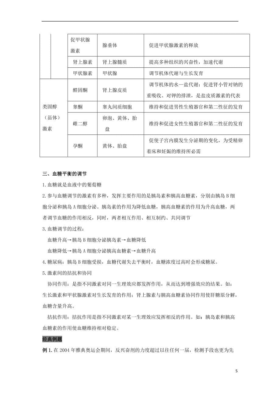 2019高中生物第2章 动物和人体生命活动的调节 专题2.2.1 通过激素的调节导学案 新人教版必修3_第5页