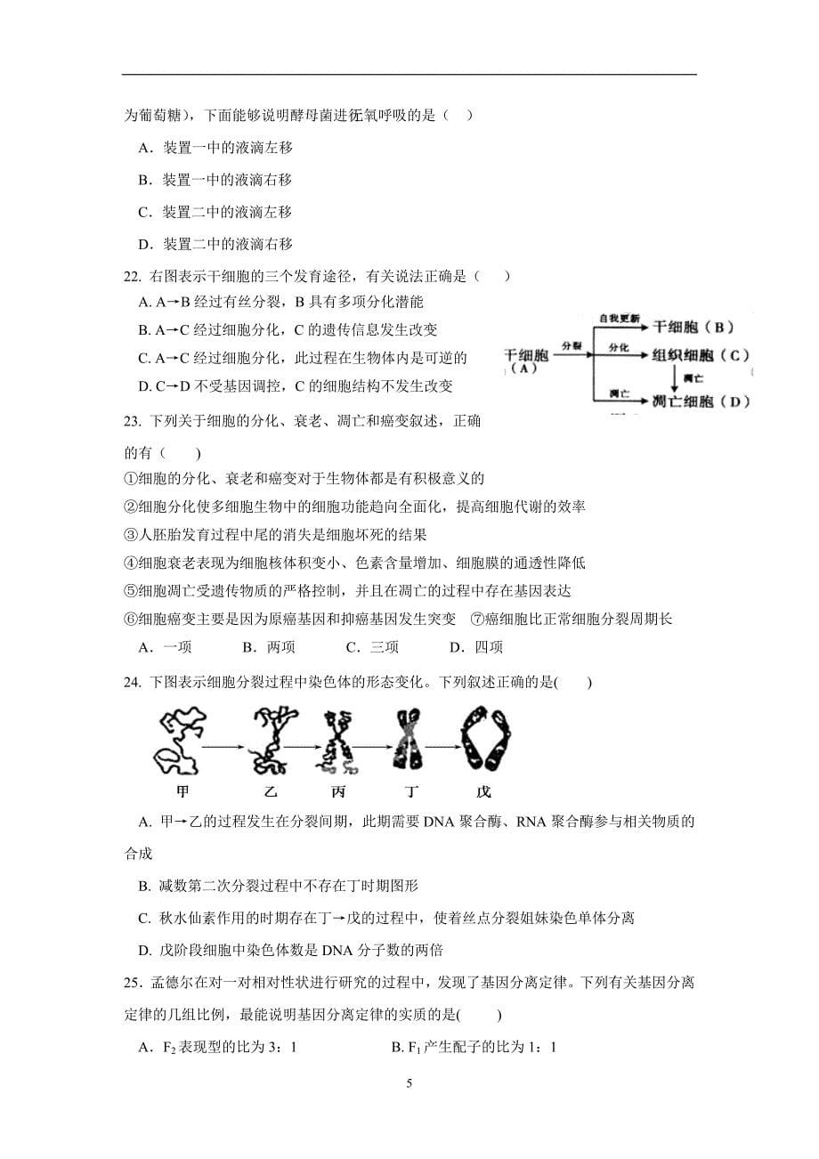 山东省2017学年高三上学期期中考试生物试题（附答案）.doc_第5页