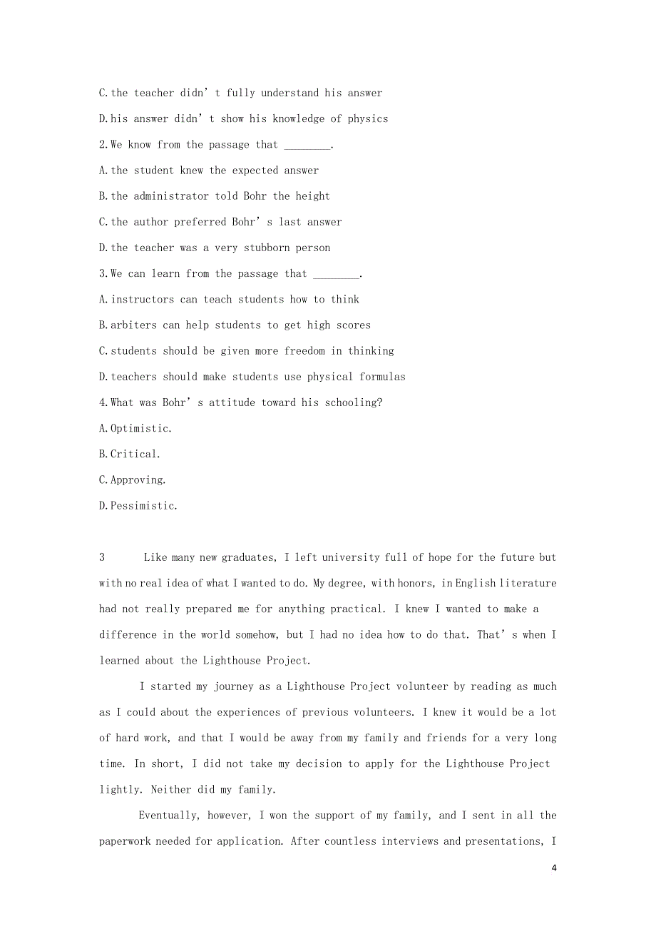 2019高考英语二轮题海特训营（1）阅读理解细节理解一_第4页