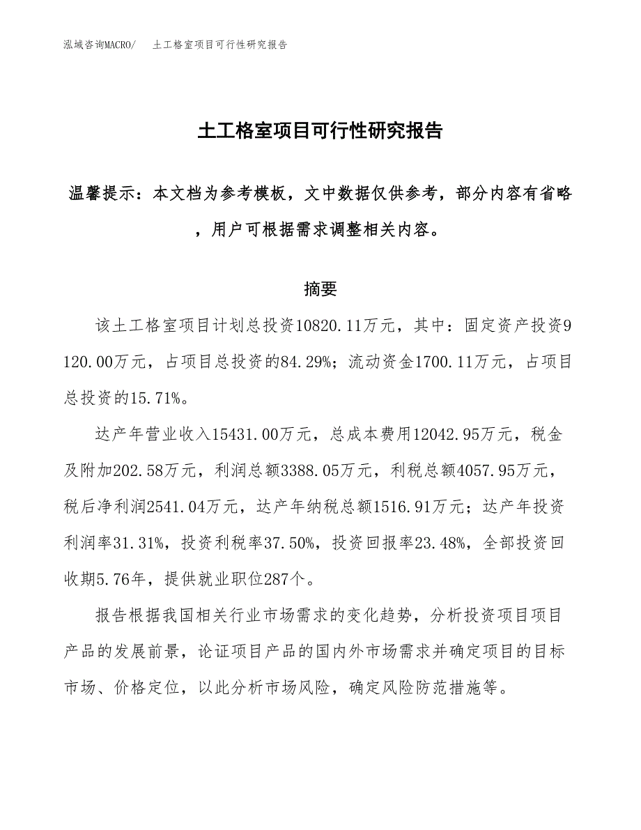 土工格室项目可行性研究报告范本大纲.docx_第1页