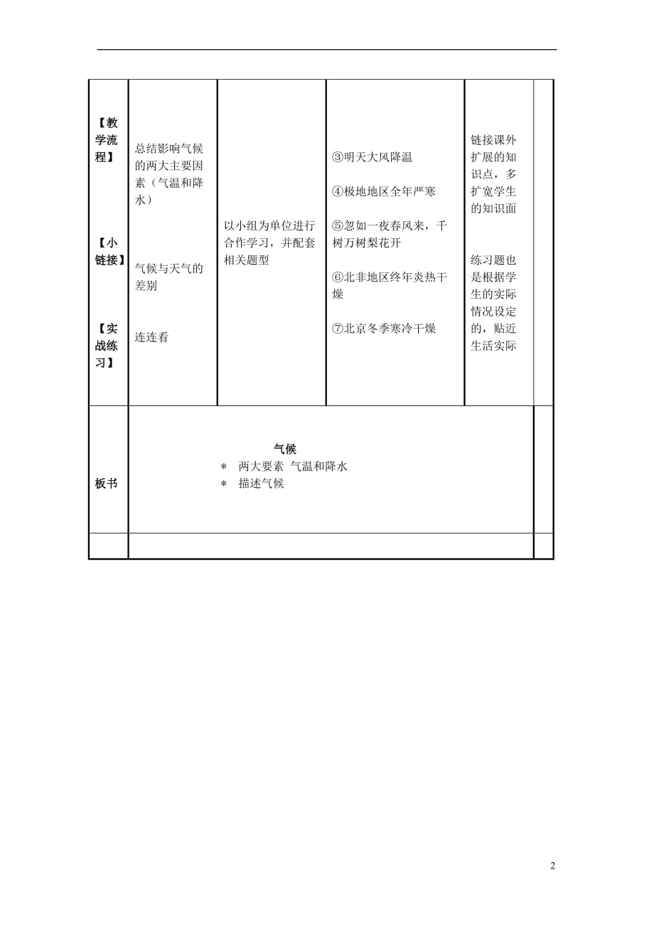 七年级地理上册 3.4 世界的气候教学设计1 （新版）新人教版_第2页