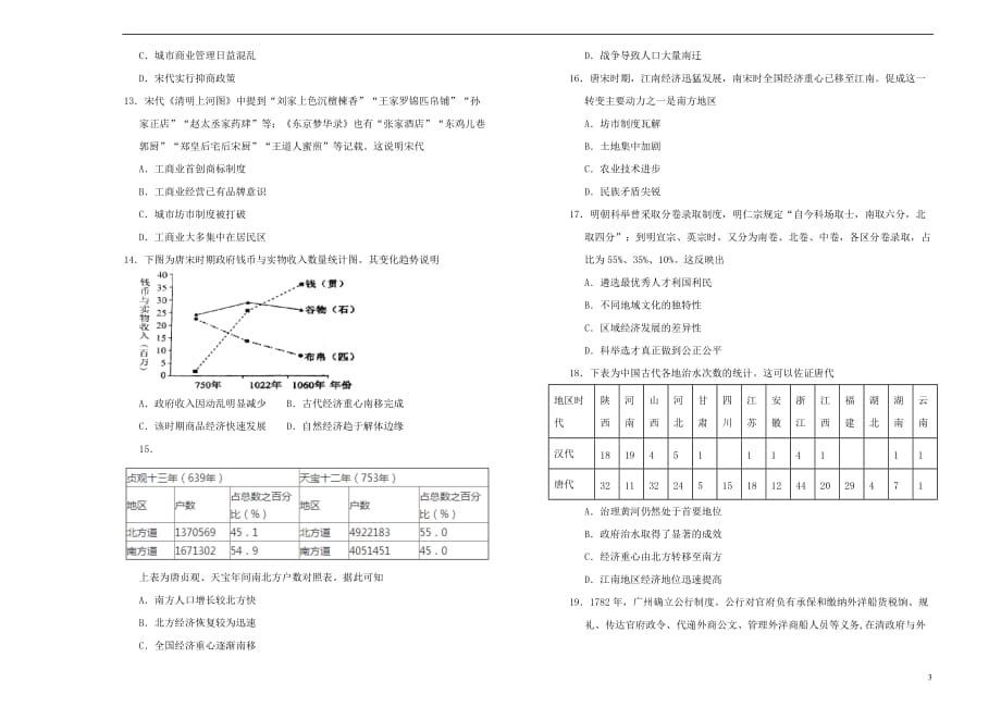 2019高中历史第一单元 古代中国基本经济结构与特点单元测试（二）新人教版必修2_第3页