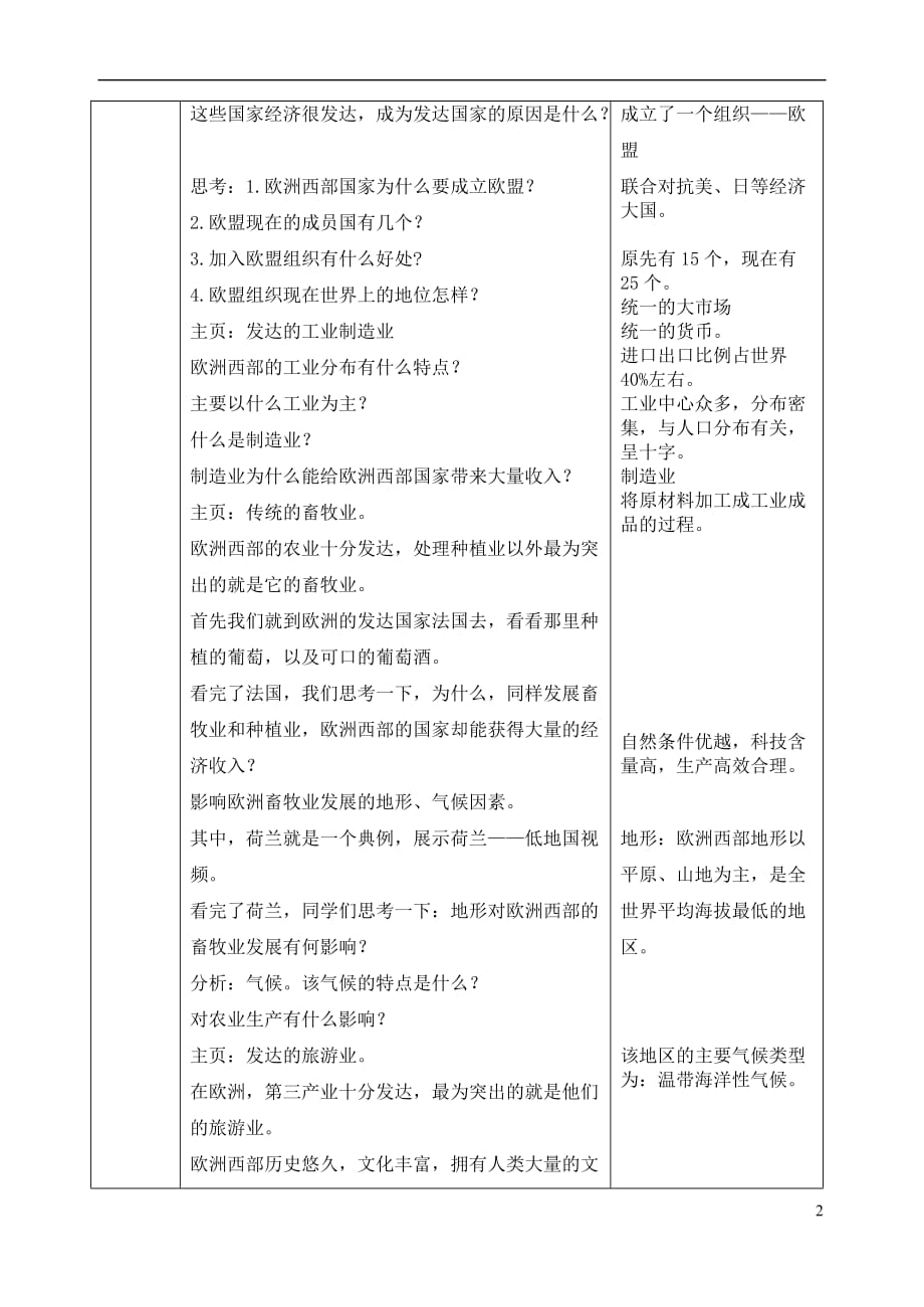 七年级地理下册 第八章 第二节 欧洲西部教案3 （新版）新人教版_第2页