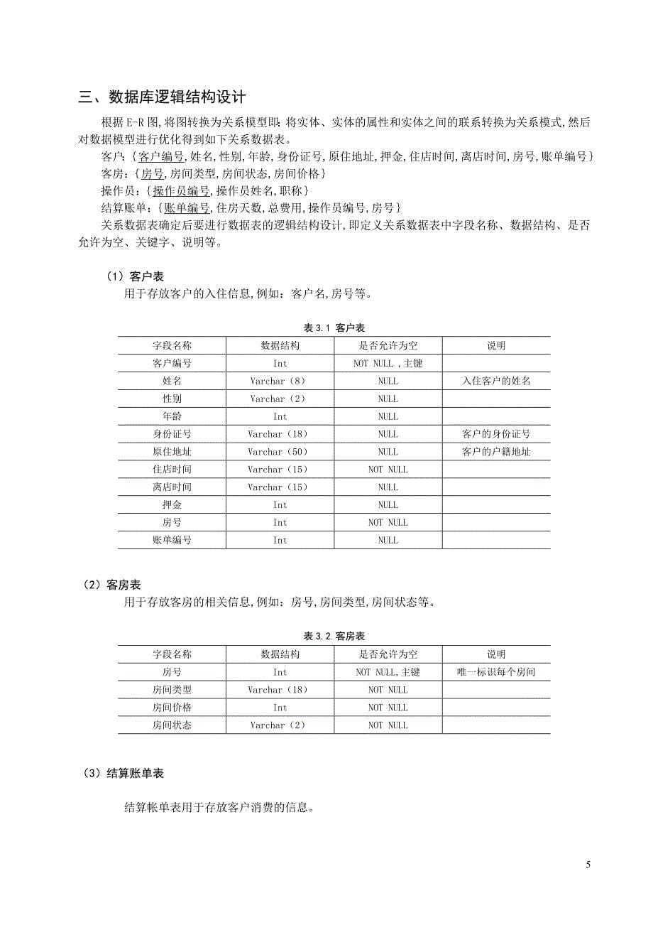 客房管理系统设计new_第5页