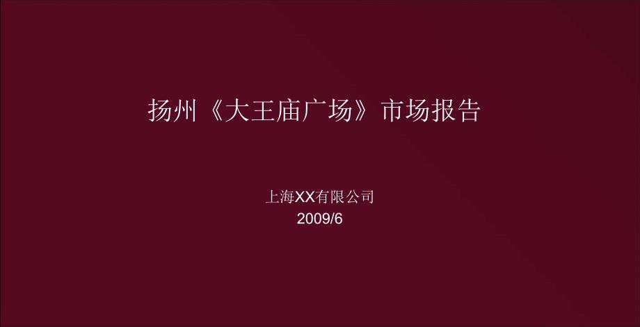 扬州大王庙广场商业项目市场报告_第1页