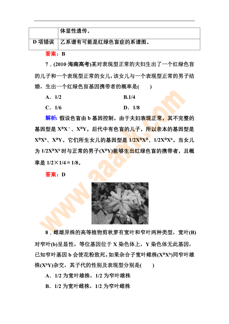 302-高一生物上册课堂同步练习题6_第4页