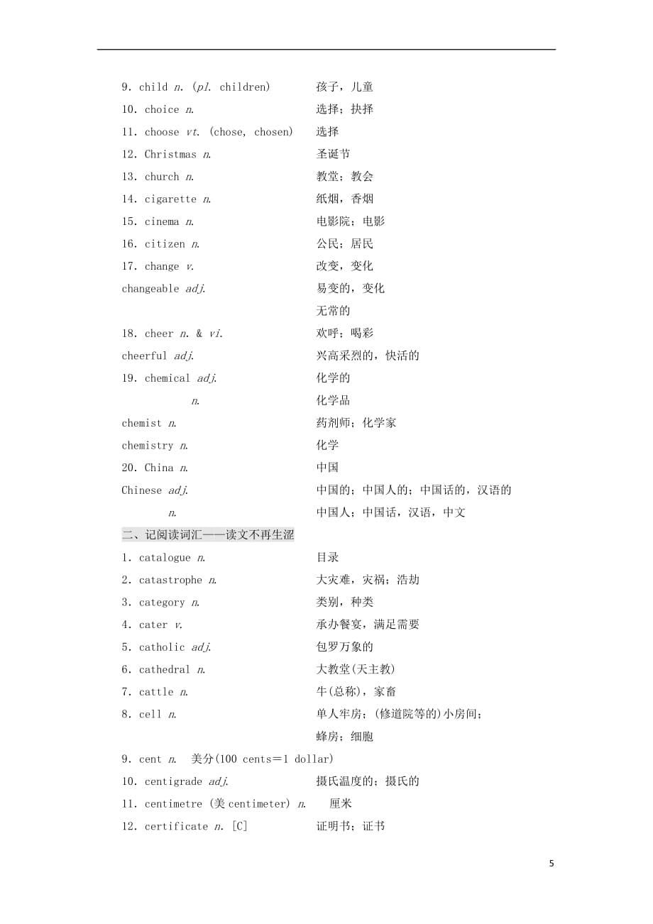 2019版高考英语一轮复习分餐化素养积累 第五周讲义_第5页