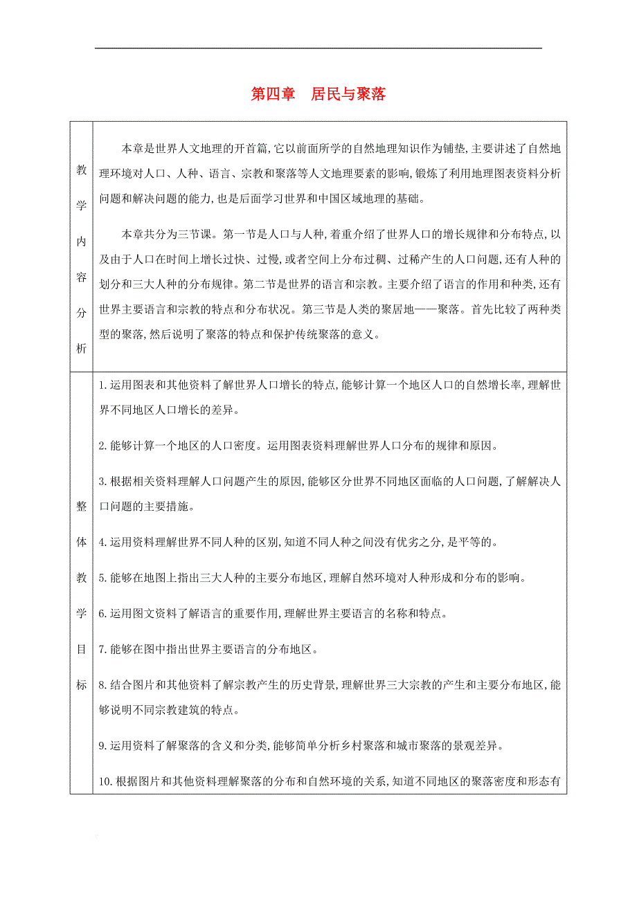 七年级地理上册4.1人口与人种教学设计 （新版）新人教版_第1页