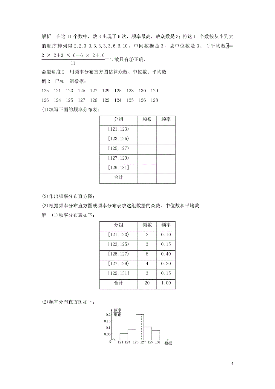 2020版高中数学 第二章 统计 2.2.2 用样本的数字特征估计总体的数字特征学案（含解析）新人教B版必修3_第4页