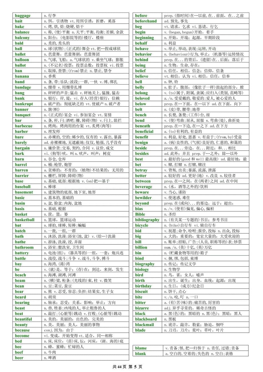 2014年考研英语大纲词汇(_完美打印版)_第5页