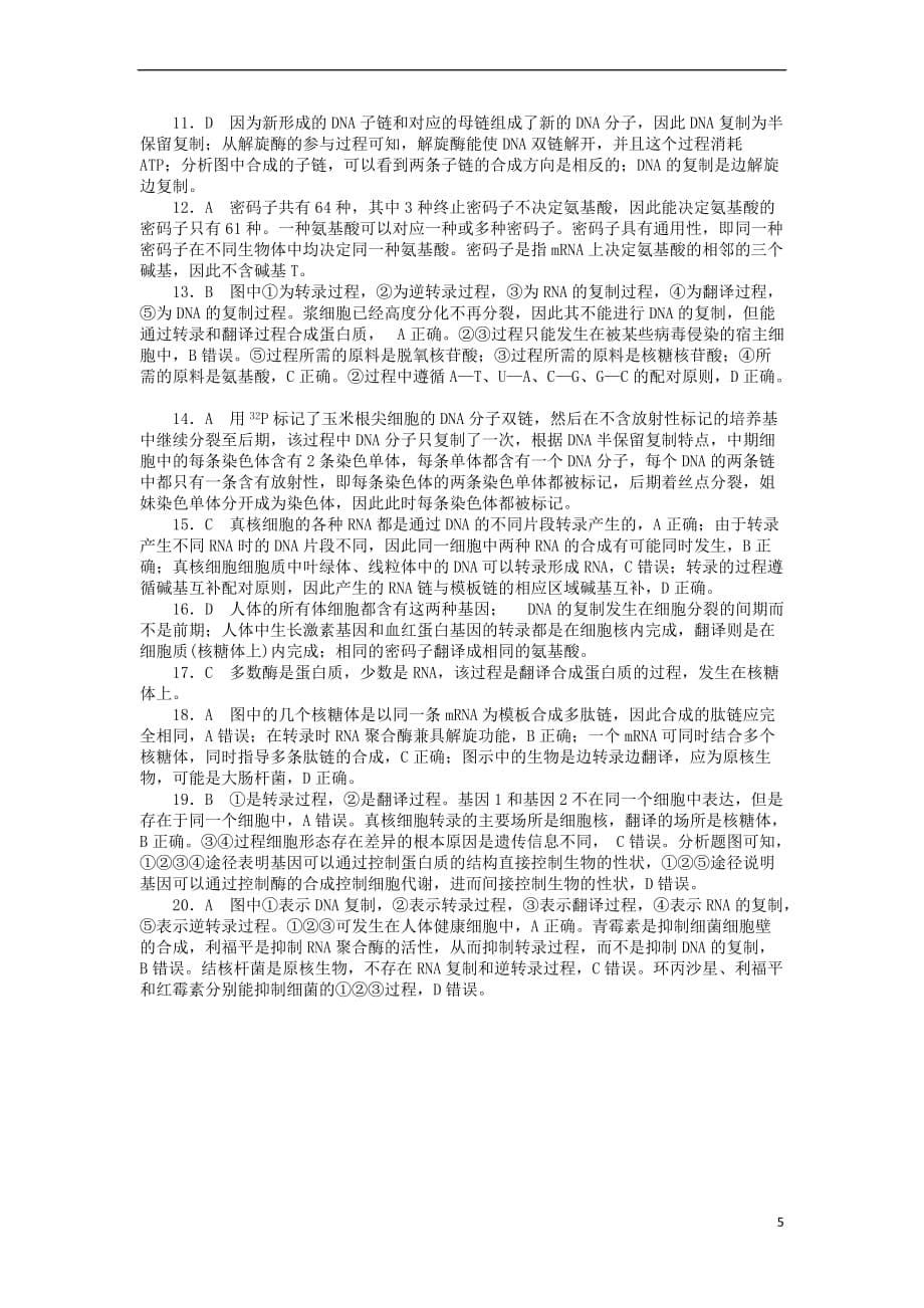 2019高考生物二轮复习考点狂练13 基因的本质和基因的表达_第5页