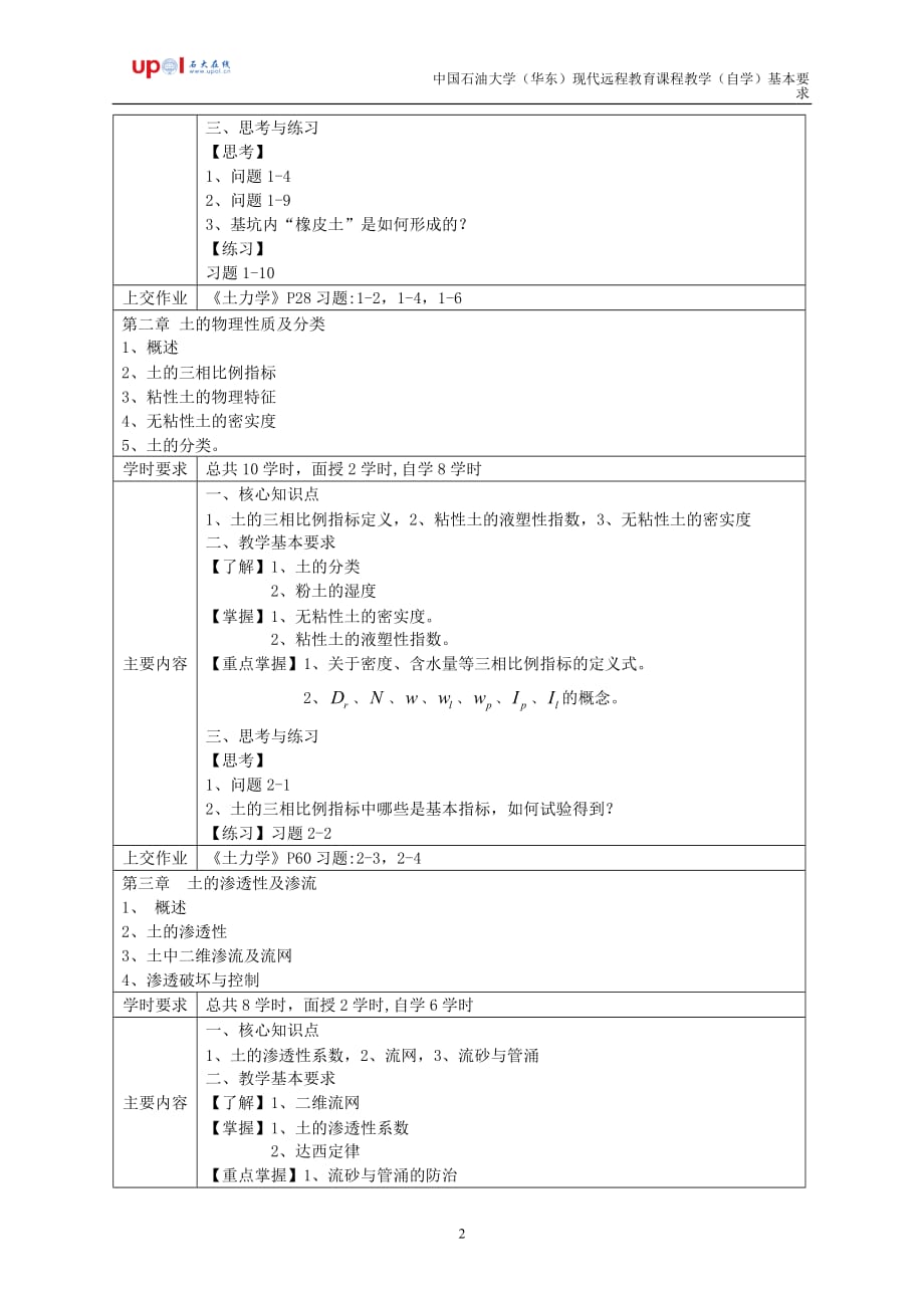 土力学及地基基础课程教学(自学)基本要求_第2页