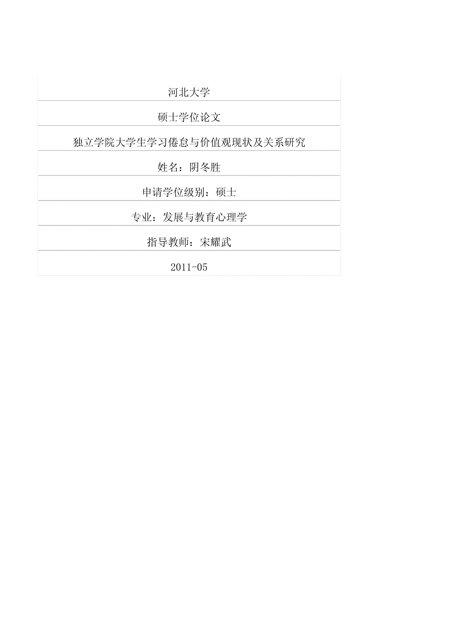 独立学院大学生学习倦怠与价值观现状及关系研究_第1页