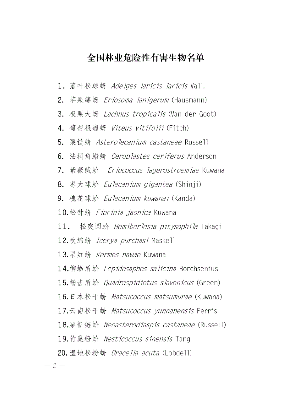 全国林业检疫性有害生物名单_第2页