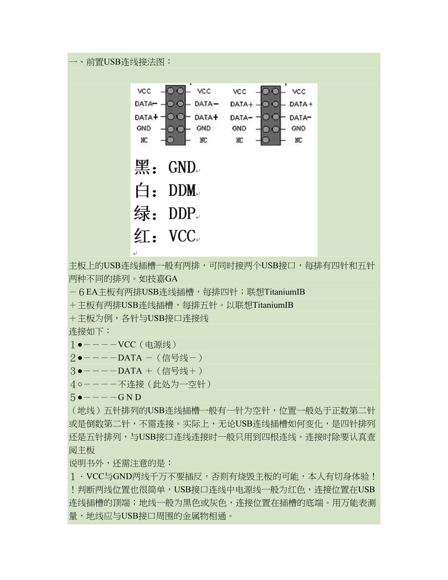 图解说明主板前置音频线、USB连线接法_第1页