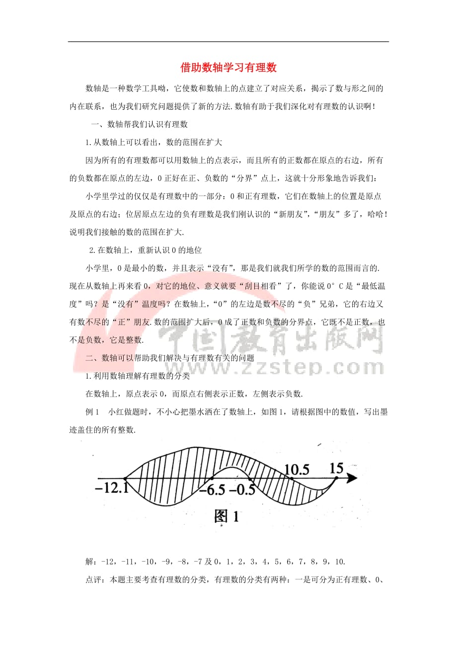 七年级数学上册 2.2 数轴 借助数轴学习有理数素材 （新版）青岛版_第1页