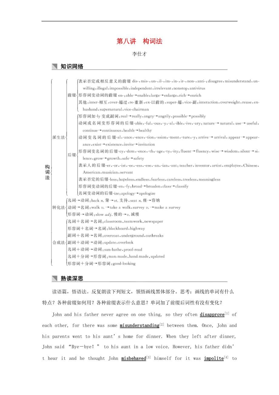 2019高考英语基础保分篇 第八讲 构词法讲与练 新人教版_第1页