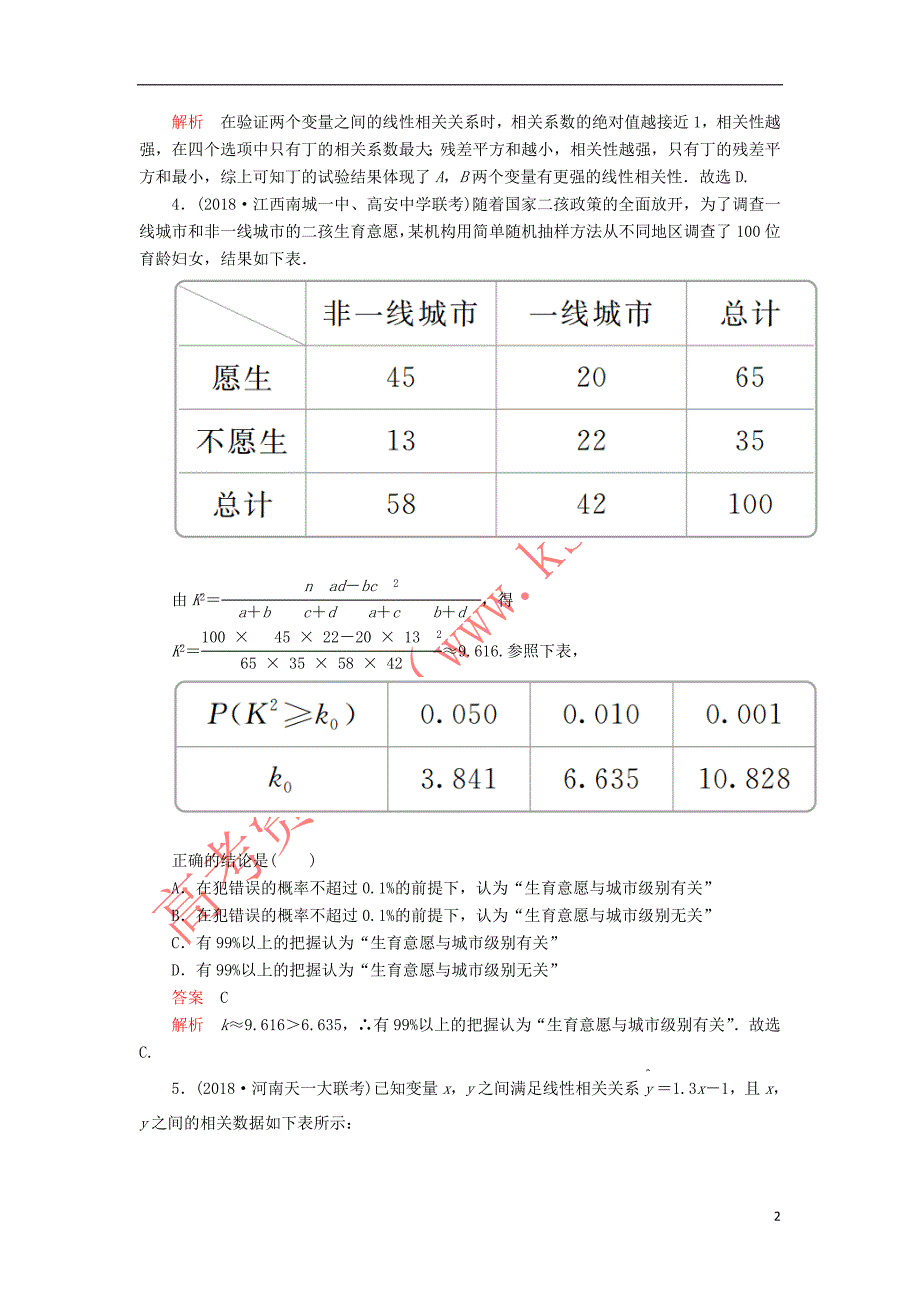 2020版高考数学一轮复习第9章 统计与统计案例 第3讲 课后作业 理（含解析）_第2页