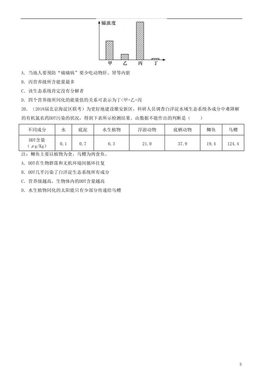 2019高考生物二轮复习小题狂做专练29 生态系统的结构和功能_第5页