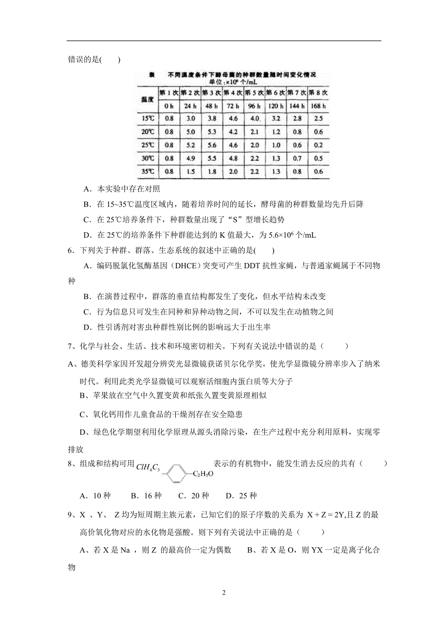 江西省南昌市十所省重点中学命制2016学年高三第二次模拟突破冲刺理科综合试题（.doc_第2页