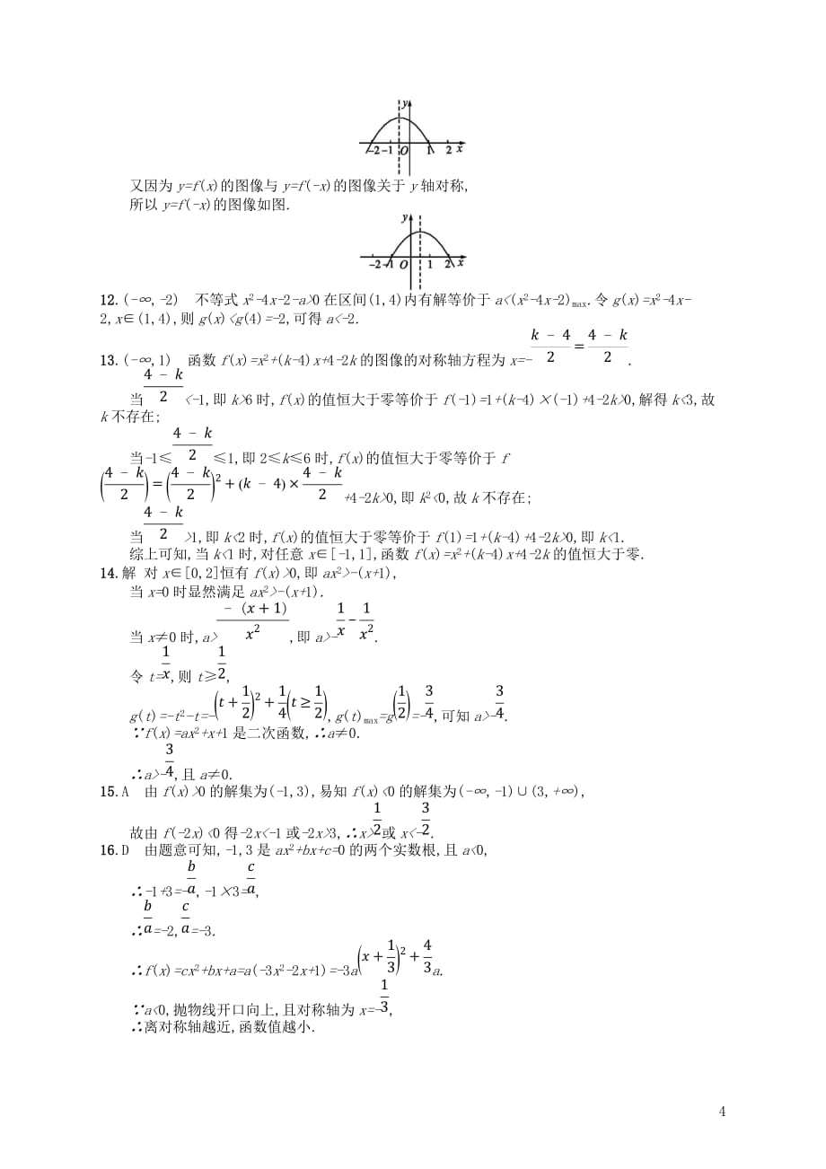 2020版高考数学一轮复习第一章 集合与常用逻辑用语 课时规范练2 不等关系及简单不等式的解法 文 北师大版_第4页