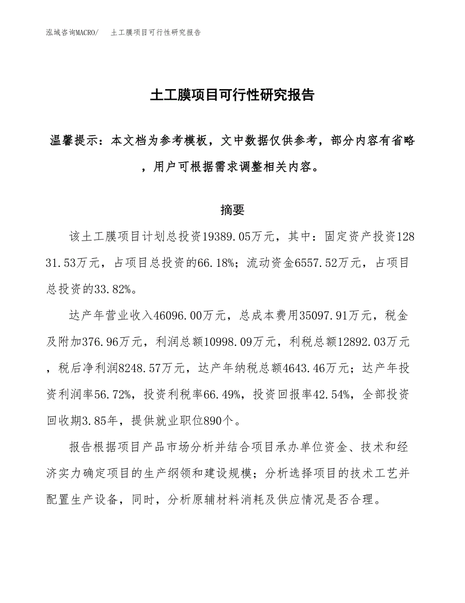 土工膜项目可行性研究报告范本大纲.docx_第1页