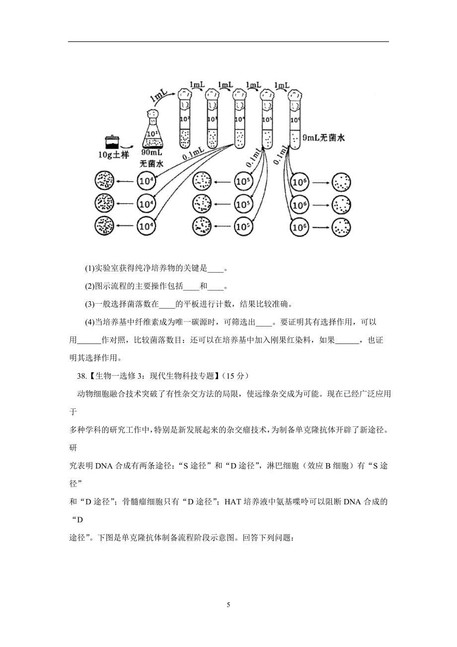 四川省绵阳市2017学年高三第一次诊断性考试理综生物试题（附答案）.doc_第5页