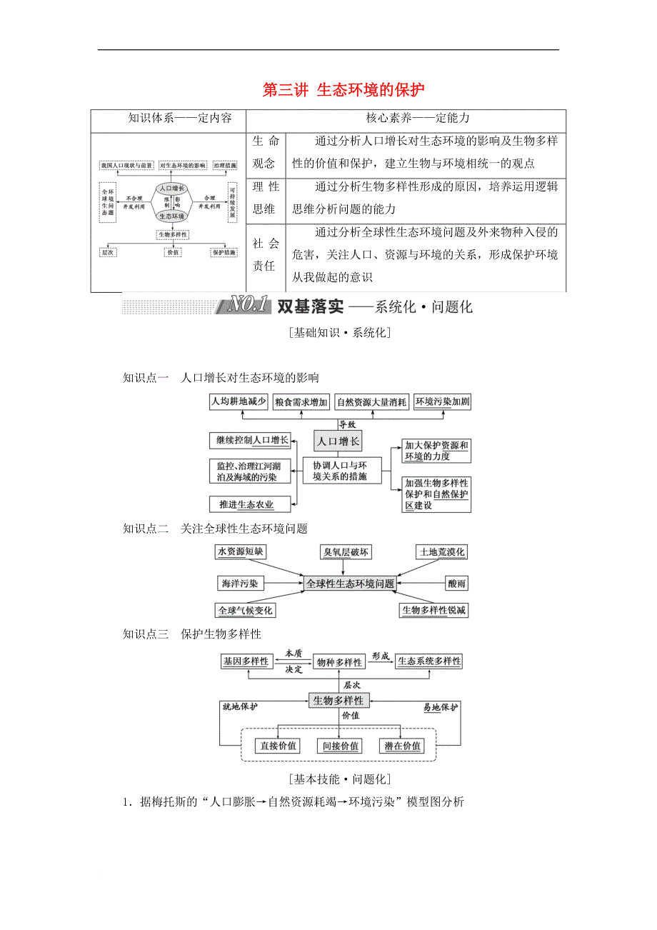 2019版高考生物一轮复习第十一单元 生态系统与环境保护 第三讲 生态环境的保护精选教案_第1页