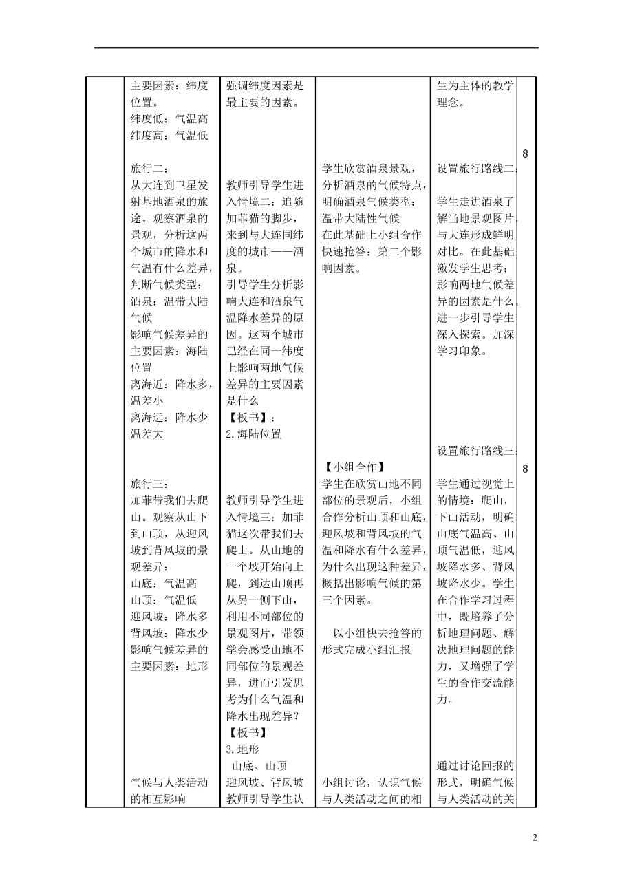 七年级地理上册 3.4 世界的气候教学设计3 （新版）新人教版_第2页