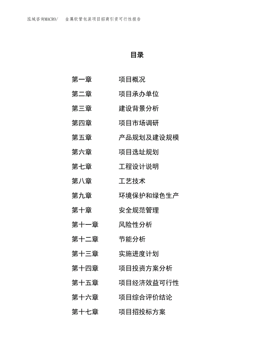 金属软管包装项目招商引资可行性报告.docx_第1页