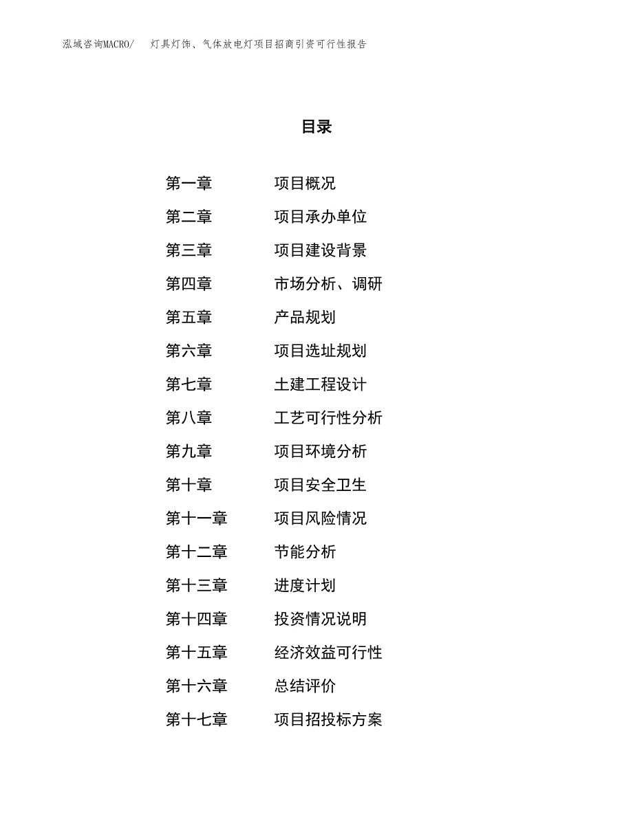 灯具灯饰、气体放电灯项目招商引资可行性报告.docx_第1页