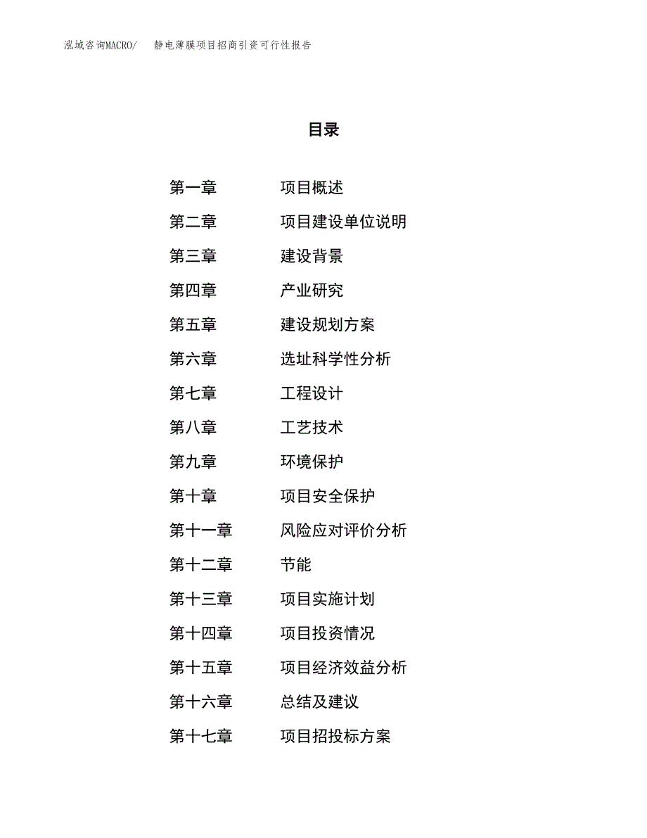 静电薄膜项目招商引资可行性报告.docx_第1页