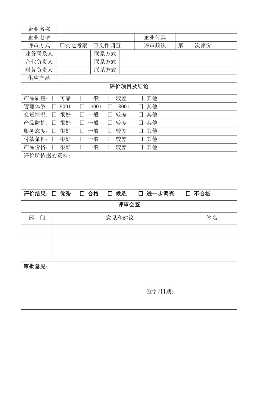 2019年食品企业采购控制程序表格.精品_第2页