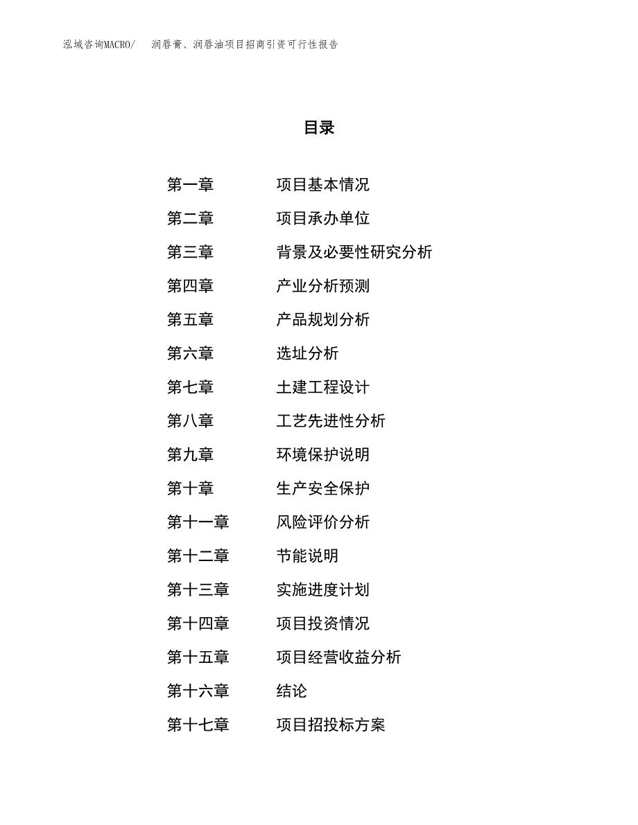 润唇膏、润唇油项目招商引资可行性报告.docx_第1页