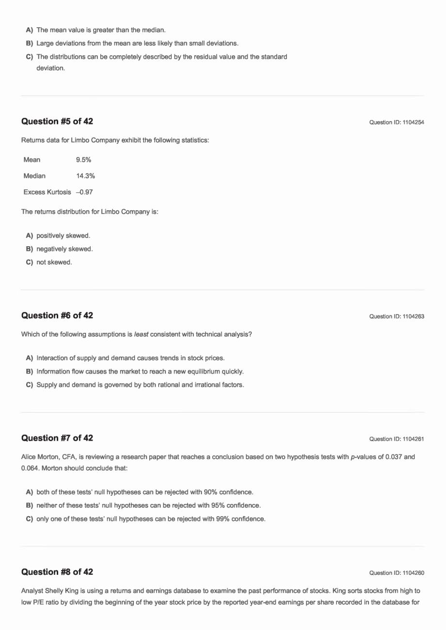 CFA金融分析师考试复习必备-Checkpoint Exam 1 (SS 2-9)_第2页