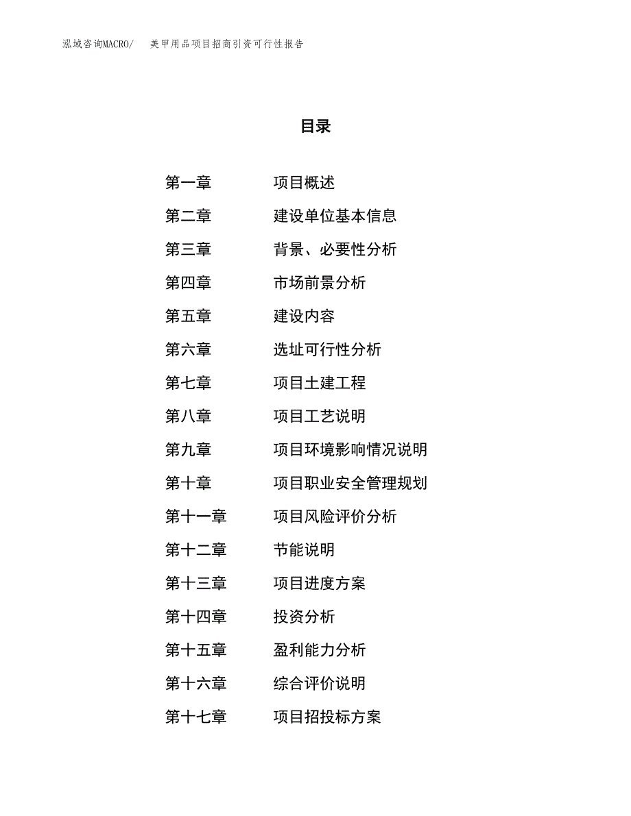 美甲用品项目招商引资可行性报告.docx_第1页