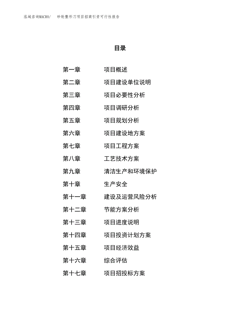 砂轮整形刀项目招商引资可行性报告.docx_第1页