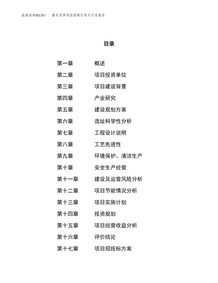 潜水用具项目招商引资可行性报告.docx_第1页